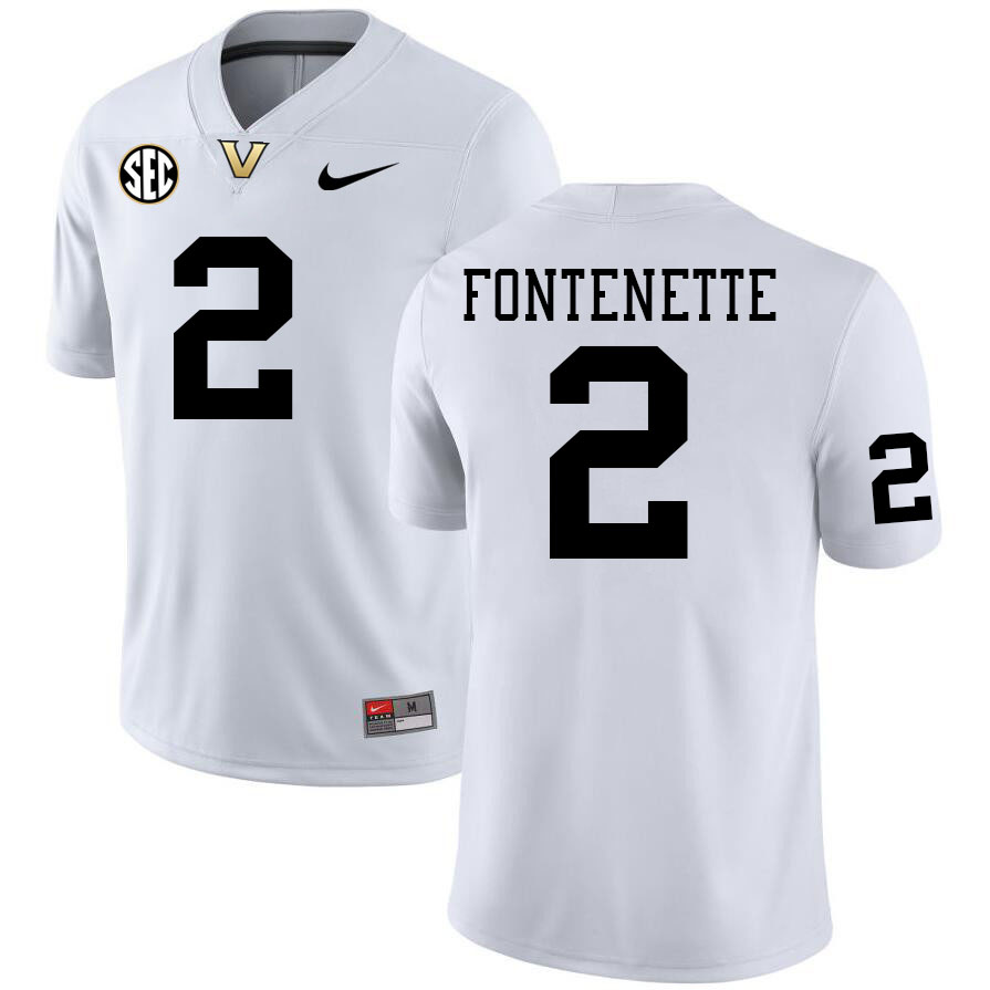 Vanderbilt Commodores #2 Randon Fontenette College Football Jerseys Stitched-White